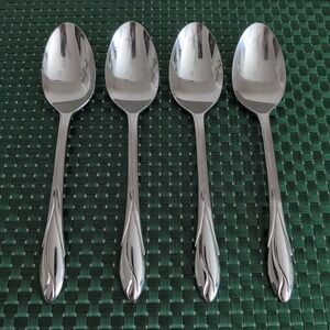 Yamazaki IRIS Soup Spoons Lot Set of 4 Stainless 18/8 Japan Glossy Place Oval